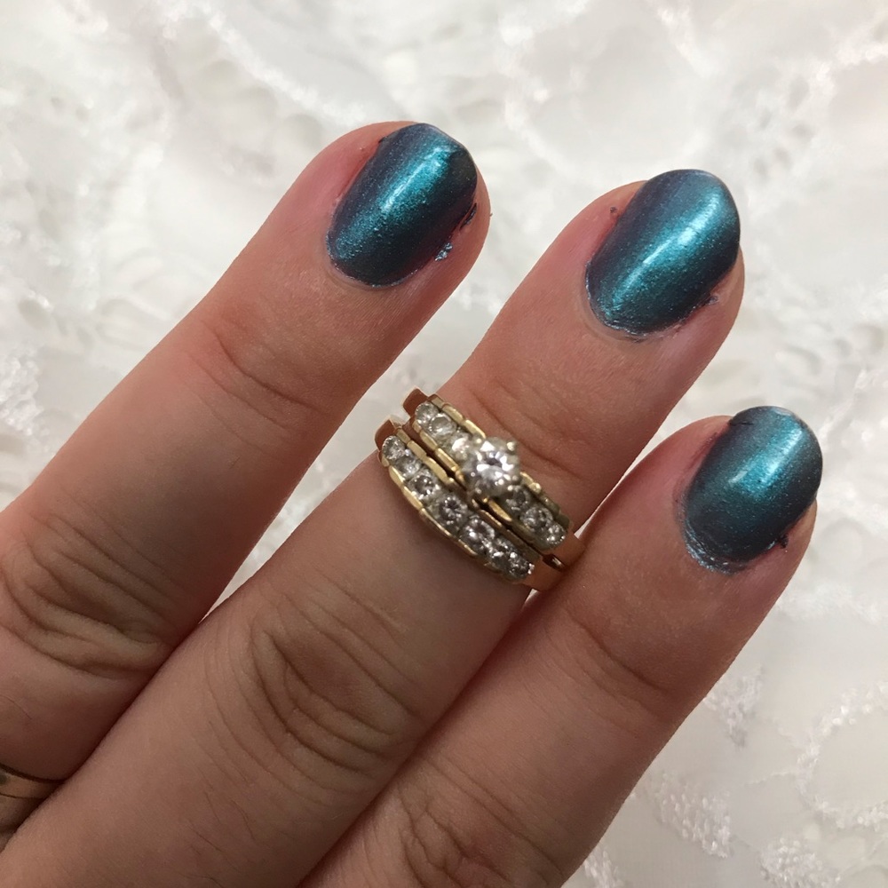 Vintage diamond and gold wedding ring set